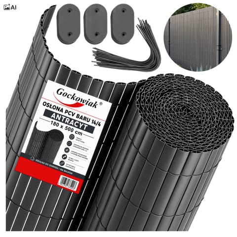 ⁨Osłona balkonowa PCV 180x500 cm BARU antracyt⁩ w sklepie Wasserman.eu