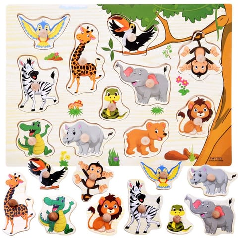 ⁨Puzzle drewniane DŻUNGLA układanka z uchwytami - 11 elementów ZA6417⁩ w sklepie Wasserman.eu