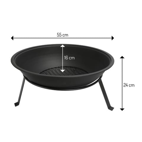 ⁨Palenisko Ogrodowe 55 cm z Rusztem, Stalowe Palenisko na Drewno i Brykiet, Odporność do 500°C,⁩ w sklepie Wasserman.eu