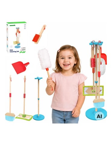 ⁨TOOKY TOY Drewniany Zestaw do Sprzątania dla Dzieci 6 el.⁩ w sklepie Wasserman.eu