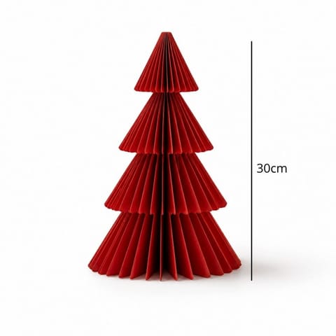 ⁨Papierowa dekoracja choinka Bożonarodzeniowa składana, bordowa 30 cm WOZ65⁩ w sklepie Wasserman.eu