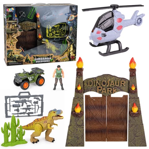 ⁨Baza Badawcza Park Dinozaurów Brama Helikopter Quad Figurki Odkrywca⁩ w sklepie Wasserman.eu