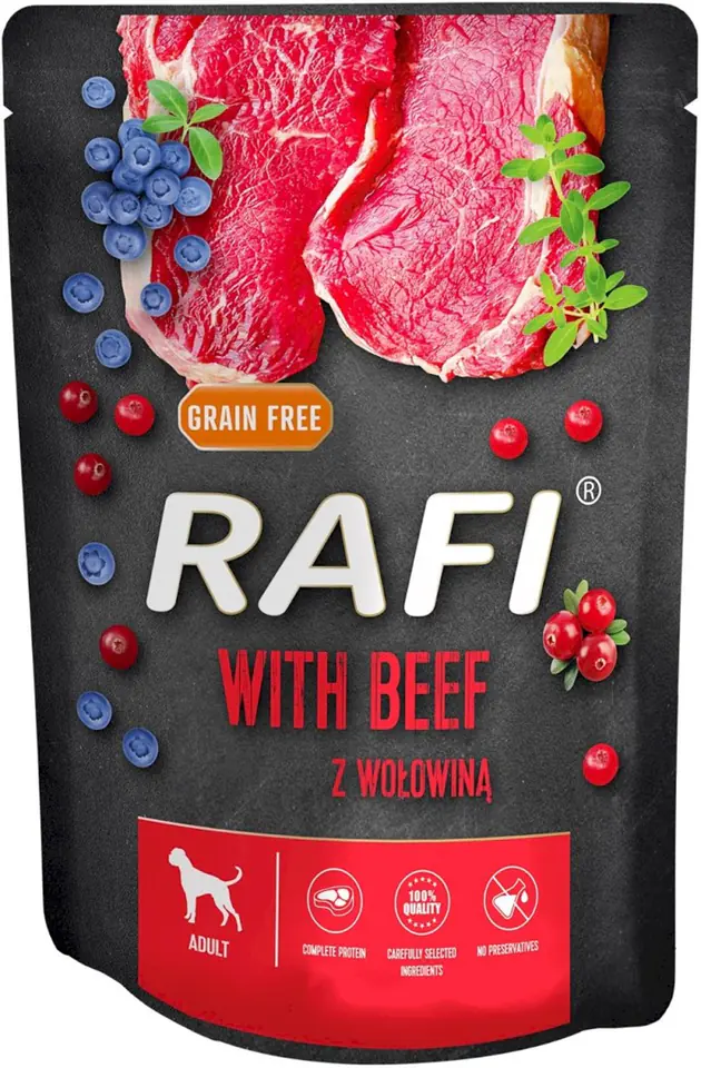 ⁨DOLINA NOTECI RAFI Wet dog food Beef, blueberry, cranberry 300 g⁩ at Wasserman.eu