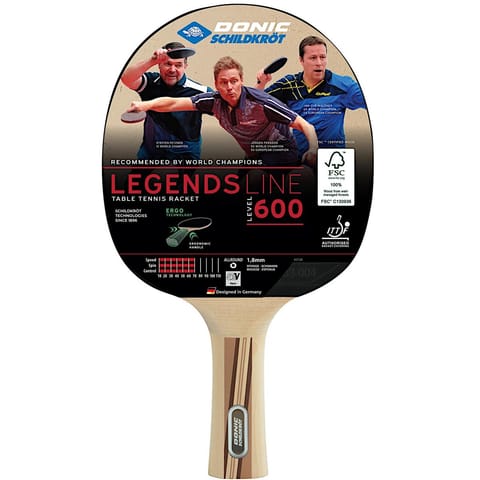 ⁨Donic Schildkröt Legends 600 table tennis equipment Red, Wood⁩ at Wasserman.eu