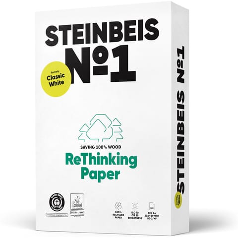 ⁨Papier A4 80g STEINBEIS No1 ekologiczny ISO70/CIE55⁩ w sklepie Wasserman.eu