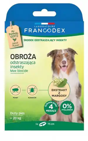 ⁨FRANCODEX Obroża dla dużych psów powyżej 20 kg odstraszająca insekty - 4 miesiące ochrony - 75 cm⁩ w sklepie Wasserman.eu