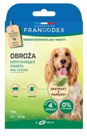⁨FRANCODEX Obroża dla średnich psów od 10 kg do 20 kg odstraszająca insekty - 4 miesiące ochrony - 60 cm⁩ w sklepie Wasserman.eu