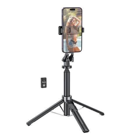 ⁨Selfie stick Hoco tripod z pilotem bezprzewodowym K21 czarny⁩ w sklepie Wasserman.eu