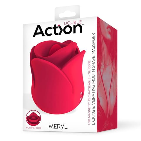 ⁨ACTION Meryl Vibe Stimulator Rose Shaped with Tongue 2 Motors⁩ w sklepie Wasserman.eu