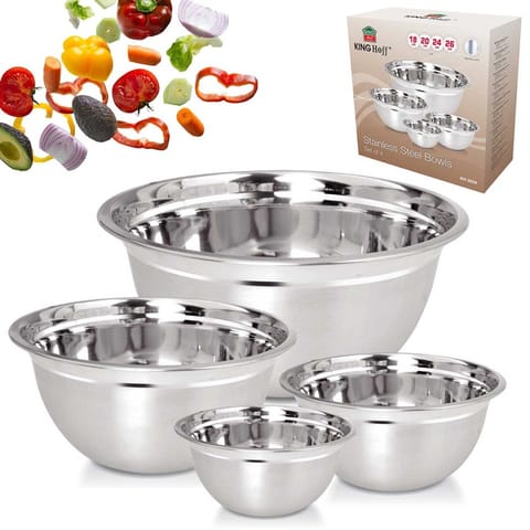 ⁨KOMPLET STALOWYCH MISEK KUCHENNYCH 18/20/24/26cm KINGHOFF KH-2059⁩ w sklepie Wasserman.eu