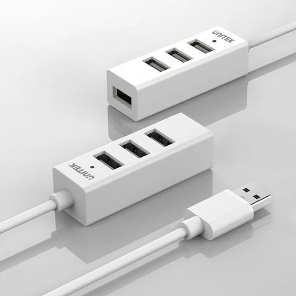 ⁨UNITEK HUB 4X USB 2.0 - BIAŁY, Y-2146⁩ w sklepie Wasserman.eu