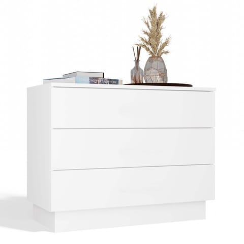 ⁨Komoda AMBER 3S Szafka 3 Szuflady Do Sypialni Salonu BIAŁY⁩ w sklepie Wasserman.eu