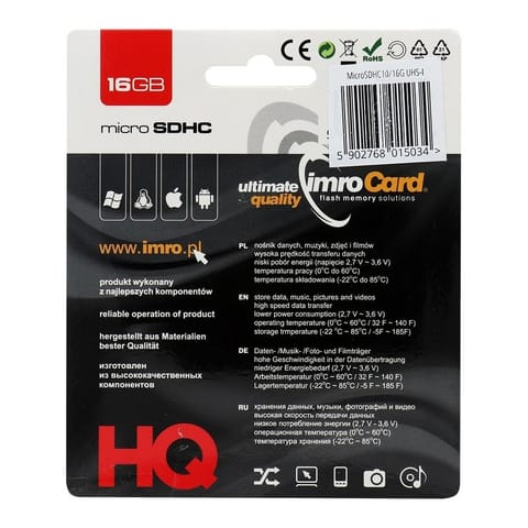 ⁨IMRO 10/16G UHS-I memory card 16 GB MicroSDHC Class 10⁩ at Wasserman.eu