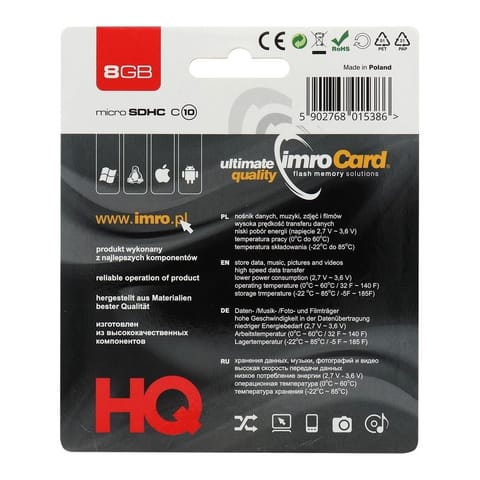 ⁨IMRO 10/8G memory card 8 GB MicroSDHC Class 10⁩ at Wasserman.eu