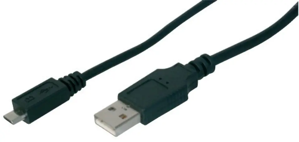 ⁨DIGITUS KABEL POŁĄCZENIOWY USB 2.0 HIGHSPEED TYP USB A/MICROUSB B M/M CZARNY 1.8M AK-300110-018-S⁩ w sklepie Wasserman.eu