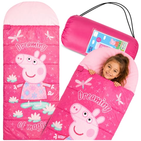 ⁨Śpiwór Dziecięcy Peppa Pig 170x70 cm Oryginalny Licencja Hasbro Różowy⁩ w sklepie Wasserman.eu