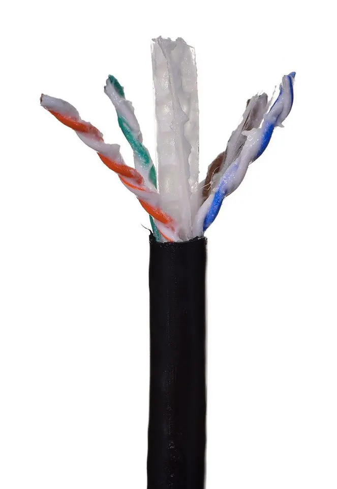 ⁨Kabel U/UTP A-LAN zewnętrzny, żelowany 24 AWG KIU6OUTZ305 (UTP; 305m; kat. 6; kolor czarny)⁩ w sklepie Wasserman.eu
