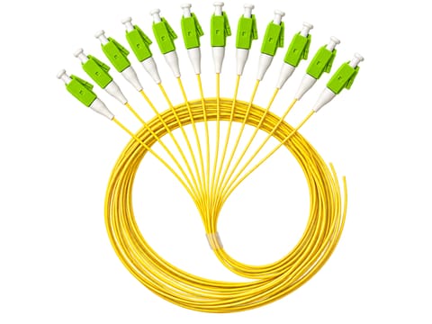 ⁨FO Pigtail SM 1J 9/125 (G.657.A1) wtyk LC/APC dł. 2 m "EASY STRIP" - najmniejszy dostępny promień gięcia (opakowanie 12 sztuk, żółte) ALANTEC⁩ w sklepie Wasserman.eu