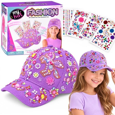 ⁨Czapka z daszkiem do ozdabiania LAWENDOWA + diamentowe naklejki DIY ZA6338⁩ w sklepie Wasserman.eu