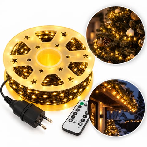 ⁨Zewnętrzne/ wewnętrzne lampki choinkowe drucik 1000 LED 100m, ciepłe białe LAMP49⁩ w sklepie Wasserman.eu