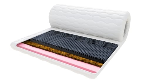 ⁨Nakładka na materac NERO VISCO KOKOS Pianka HR, kokos, pianka memory, pokrowiec do prania - 130 x 200 - H4 twardy / H3 średnio twardy - 7 cm⁩ w sklepie Wasserman.eu