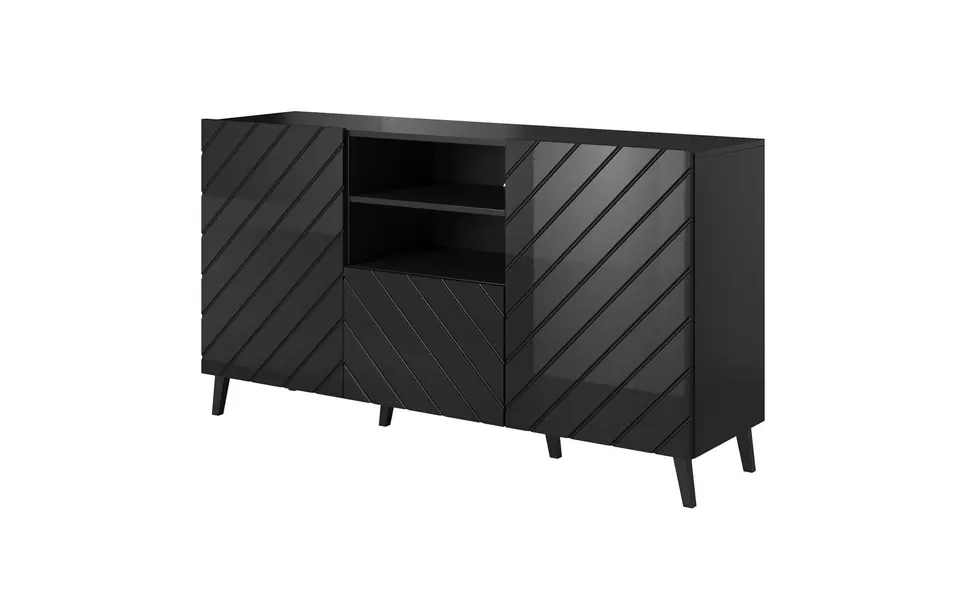 Komoda ABETO 150x42x82 czarny/czarny połysk w sklepie Wasserman.eu
