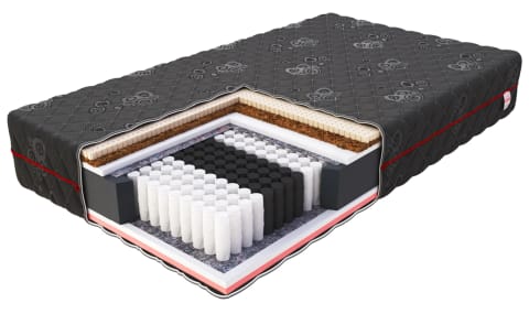 ⁨Materac multipocketowy FORZA Sprężyny multipocket , 510 sprężyn/m², lateks, pianka memory, pianka, kokos, pokrowiec do prania - 120 x 200 - H4 twardy / H3 średnio twardy - 22 cm⁩ w sklepie Wasserman.eu