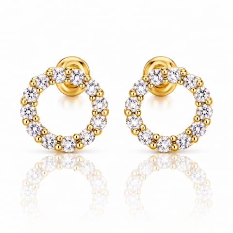 ⁨Kolczyki ze stali szlachetnej pozłacane 14k złotem, sztyft, cyrkonie WIANUSZEK KST3759⁩ w sklepie Wasserman.eu