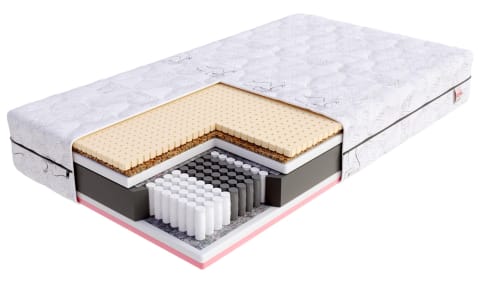 ⁨Materac multipocketowy VENETO Sprężyny multipocket , 510 sprężyn/m², lateks, pianka memory, pianka, kokos, pokrowiec do prania - 200 x 200 - H4 twardy / H3 średnio twardy - 22 cm⁩ w sklepie Wasserman.eu