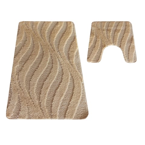 ⁨Komplet łazienkowy Montana z wycięciem CLT-007 Beige beżowy Komplet (50 cm x 80 cm i 40 cm x 50 cm)⁩ w sklepie Wasserman.eu