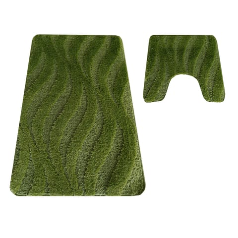 ⁨Komplet łazienkowy Montana z wycięciem CLT-007 Green zielony Komplet (50 cm x 80 cm i 40 cm x 50 cm)⁩ w sklepie Wasserman.eu