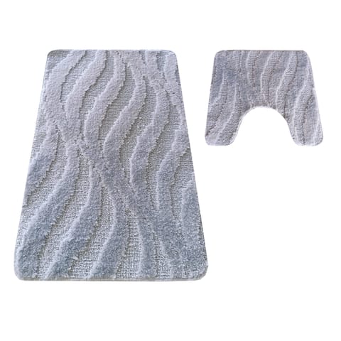 ⁨Komplet łazienkowy Montana z wycięciem CLT-007 Grey szary Komplet (50 cm x 80 cm i 40 cm x 50 cm)⁩ w sklepie Wasserman.eu