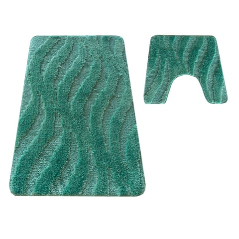 ⁨Komplet łazienkowy Montana z wycięciem CLT-007 Mgreen zielony Komplet (50 cm x 80 cm i 40 cm x 50 cm)⁩ w sklepie Wasserman.eu