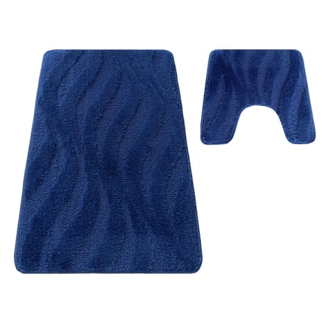 ⁨Komplet łazienkowy Montana z wycięciem CLT-007 Navy Komplet (50 cm x 80 cm i 40 cm x 50 cm)⁩ w sklepie Wasserman.eu