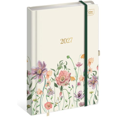 ⁨Kalendarz książkowy 2027 A5 192 Metallic Flowers INTERDRUK⁩ w sklepie Wasserman.eu