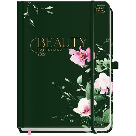 ⁨Kalendarz książkowy 2027 A5 192 Beauty Metallic z kieszonką Sweet Peas INTERDRUK⁩ w sklepie Wasserman.eu