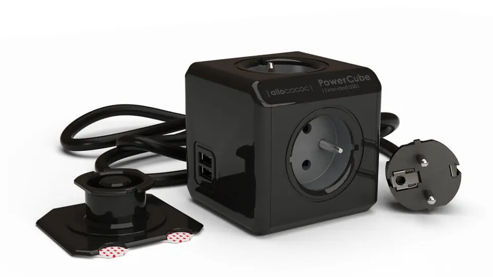 Allocacoc PowerCube Extended USB BLACK 3,0m w sklepie Wasserman.eu