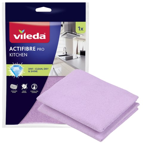 ⁨Ściereczka Vileda Actifibre Pro, Kuchenna, 1 szt., Z mikrofibry, Powłoka PVA, Możliwość prania do 60°C, 183303⁩ w sklepie Wasserman.eu