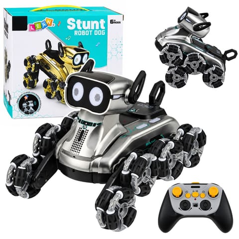⁨Pies Robot Zdalnie Sterowany RC 8 Kół Tryb Demo Sztuczki Srebrny⁩ w sklepie Wasserman.eu