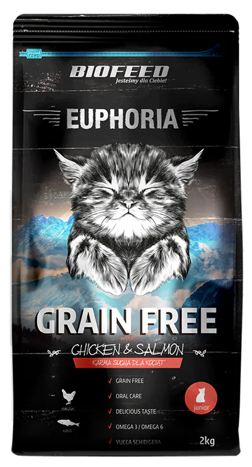 BIOFEED EUPHORIA JUNIOR CAT Grain Free dla kociąt z kurczakiem i łososiem 2kg w sklepie Wasserman.eu