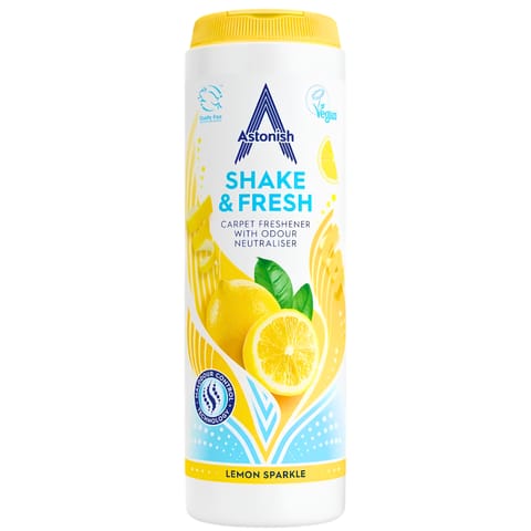 ⁨Astonish  Shake & Fresh Odświeżacz do Dywanów Lemon Sparkle 350 g⁩ w sklepie Wasserman.eu
