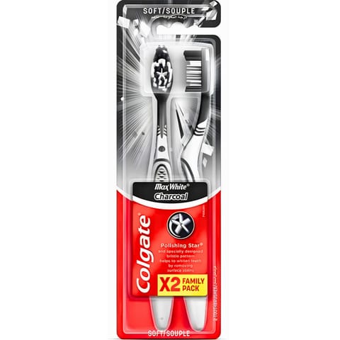 ⁨Colgate Max White Charcoal Soft Szczoteczka do Zębów 2 szt.⁩ w sklepie Wasserman.eu