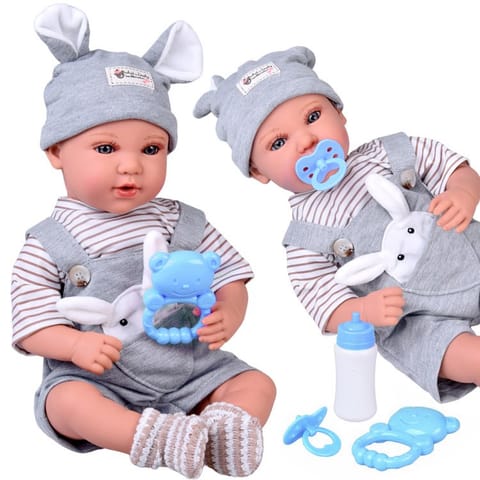 ⁨Lalka BOBAS interaktywna 46cm - w niebieskich spodenkach + akcesoria ZA5835⁩ w sklepie Wasserman.eu
