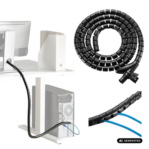 ⁨Organizator/maskownica kabli Maclean, 20mm x 1000mm, czarna, MCTV-899 B⁩ w sklepie Wasserman.eu