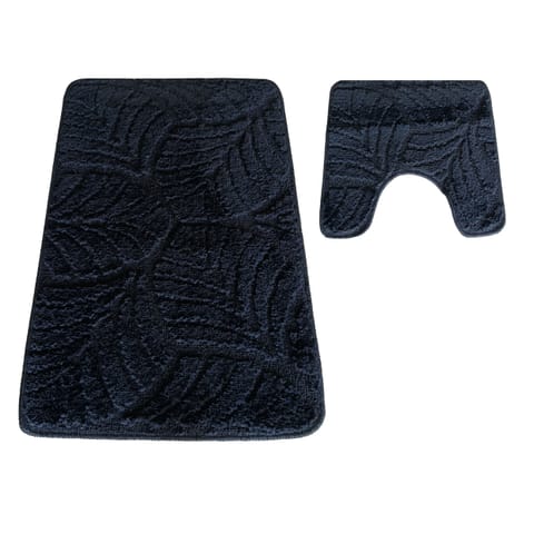 ⁨Komplet łazienkowy Montana z wycięciem CLT-022 Black czarny Komplet (50 cm x 80 cm i 40 cm x 50 cm)⁩ w sklepie Wasserman.eu