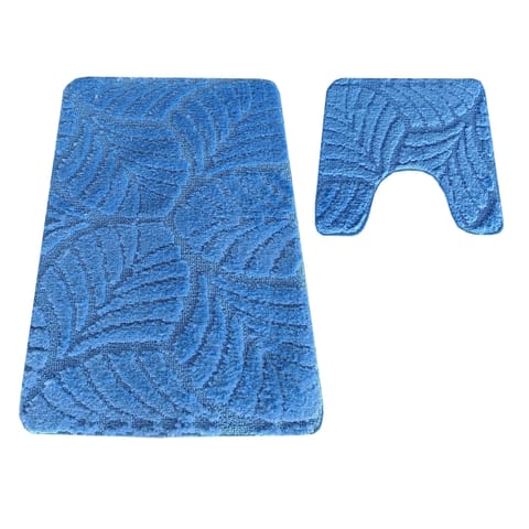 ⁨Komplet łazienkowy Montana z wycięciem CLT-022 Blue niebieski Komplet (50 cm x 80 cm i 40 cm x 50 cm)⁩ w sklepie Wasserman.eu