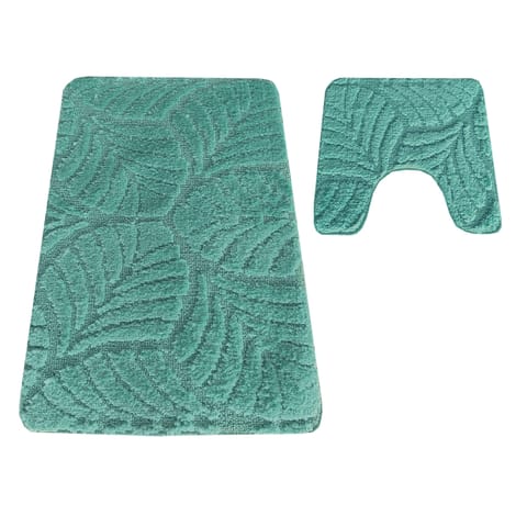 ⁨Komplet łazienkowy Montana z wycięciem CLT-022 Mgreen zielony Komplet (50 cm x 80 cm i 40 cm x 50 cm)⁩ w sklepie Wasserman.eu