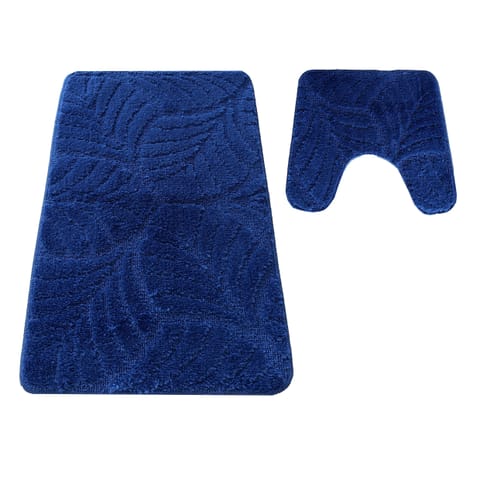 ⁨Komplet łazienkowy Montana z wycięciem CLT-022 Navy Komplet (50 cm x 80 cm i 40 cm x 50 cm)⁩ w sklepie Wasserman.eu