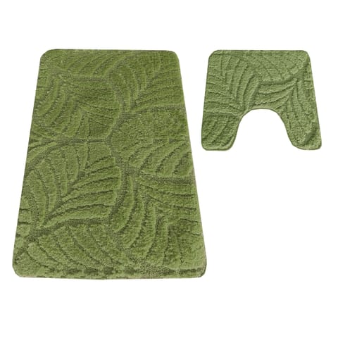 ⁨Komplet łazienkowy Montana z wycięciem CLT-022 Green zielony Komplet (50 cm x 80 cm i 40 cm x 50 cm)⁩ w sklepie Wasserman.eu