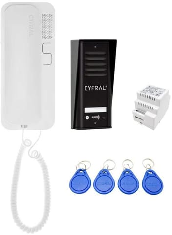 ⁨DOMOFON CYFRAL COSMO 1-LOKATORSKI CZARNY/UNIFON BIAŁY⁩ w sklepie Wasserman.eu
